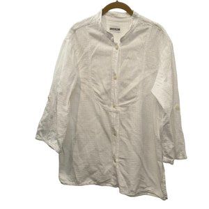 IRDIUM white cotton window pane checkered embroidered tunic smock type t…